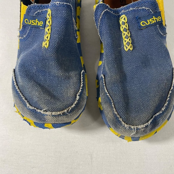 Cushe Slipper Slip On Blue Yellow Camo Casual Canvas Shoes Youth Size 4 - Picture 4 of 10